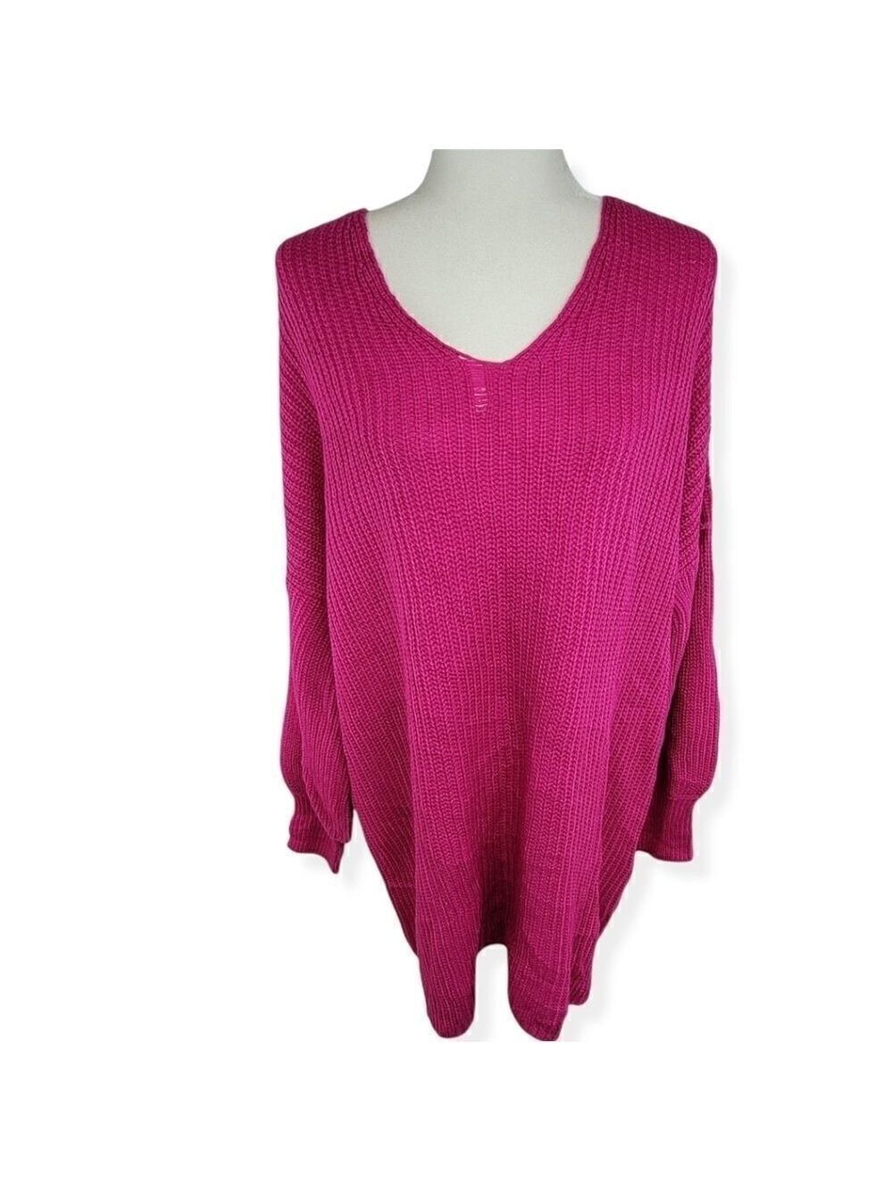 Boutique Plus V Neck Malibu Pink Crisscross Sweater 0X